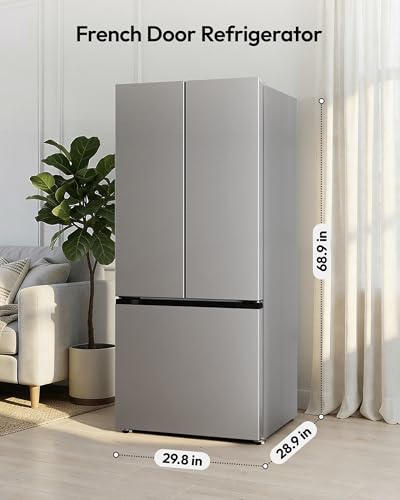 Image of 18 Cu.Ft. French Door Refrigerator with Ice Maker, Refrigerator with Freezer Drawer, Frost-Free, UL Certified, French Door Fridge with 3 Smart Cooling Modes