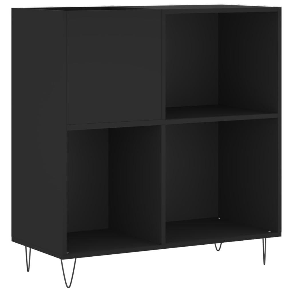 Mobile Porta Dischi Nero 84,5x38x89 cm in Legno Multistrato-Supporto per Giradischi,Supporto per Giradischi in Legno,Supporto per Giradischi con Spazio di archiviazione