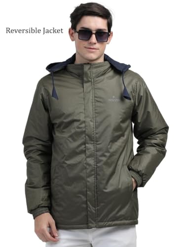 Image of Men's Waterproof Winter Jacket | Reversible & Removable Hood | 99% Water-Resistant | Heavy-Duty Warm Jacket with 4 Pockets