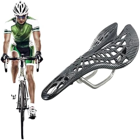 AEIOFU Bicycle Saddle Carbon Fiber Bike Hollow Saddle Slippy Curves Ultralight Bicycle Seat Accessories for Cycling Mountain Bike Bicycle Seat Saddle Ultra-Light Carbon Fiber Seat Saddle