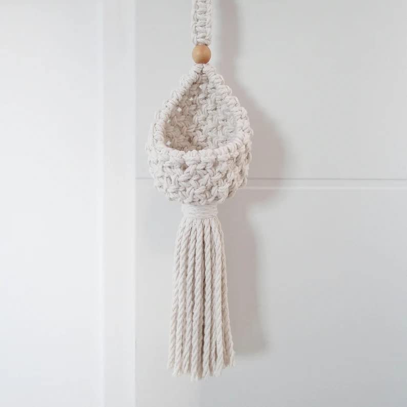 The Top Knott Macrame Cotton Plant Hanger|Indoor Outdoor Handmade Hanging Basket Planter Flower Pot Holder,35 Inch Boho Style Decorative Cotton Rope For Home,Porch,Balcony,Window,White