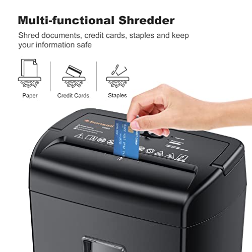Bonsaii 8-Sheet Micro Cut Paper Shredder, 5 Minute 5.5 Gal Paper Shredder For Home Use For Credit Card, Staple, Clip With Transparent Window（209-E） #TOP3