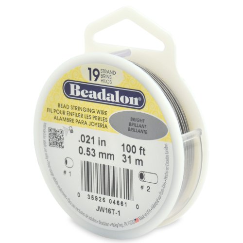 Beadalon Bead Stringing Wire - .021 in / .53 mm, Bright, 100ft / 31m
