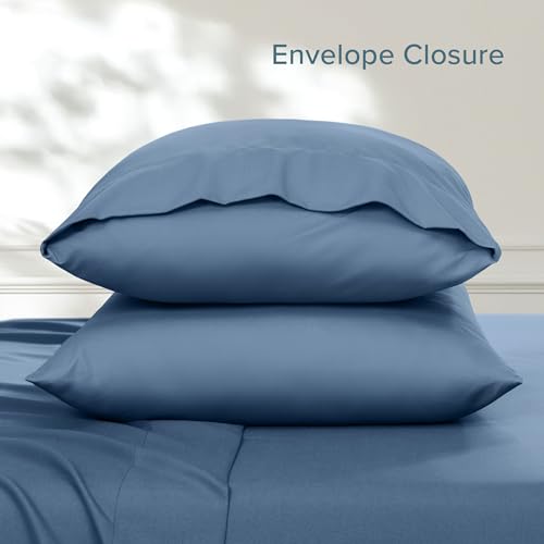 Image of Bare Home Microfiber Pillow Cases - Standard Size Set of 2 - Cooling Pillowcases - Double Brushed - Easy Care - Envelope Closure (Standard Pillowcase Set of 2, Coronet Blue)