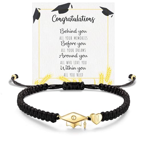 Graduation Gifts for Her 2025, 2025 Graduation Gifts High School College Graduation Gifts for Teen Girls 5th 8th Grade Masters Degree Grads Initial Bracelets for Women Letter A-Z Charm Bracelet Daughter Niece Granddaughter Girlfriend Jewelry