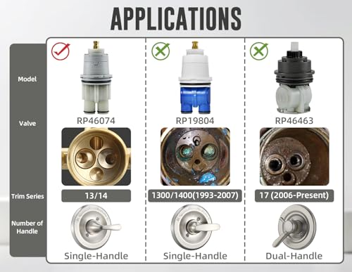 image for Sxtrrdnary RP46074 Compatible with Delta 13/14 Series Bath Tub Shower 