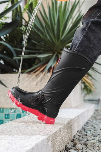 Men's Waterproof Work Boots - Anti-Slip Mid Calf Rubber Rain Boots for Fishing/Outdoor (Lightweight & Comfortable)4