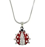 DianaL Boutique Silvertone Adorable Little Ladybug Charm Pendant Necklace 18