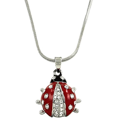DianaL Boutique Silvertone Adorable Little Ladybug Charm Pendant Necklace 18