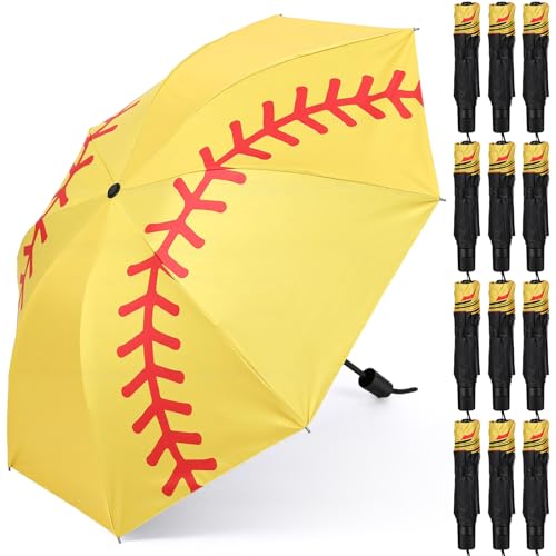 Klyyo Clyro 12 Pack Softball Umbrella Sports Manual Open Black Coating Windproof Waterproof Rain Umbrella 8 Ribs for Sports Team Outdoor Events Travel and Game Day