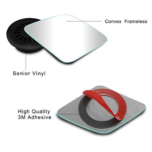 POMFW Blind Spot Mirror, Rearview Convex Side Mirrors for Cars SUV Truck Van Stick on 3M Adhesive, Rear View HD Glass Frameless Sway Rotate Adjustable Wide Angle, 2 inch Rhombus 2pcs - Thumbnail 3
