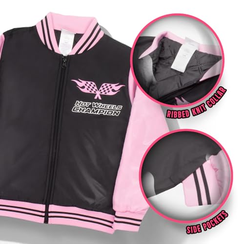 Isaac Morris Limited Hot Wheels Girls Bomber Jacket with Race Car Graphic Design Zip Up Varsity Jacket for Big Kids and Teens2