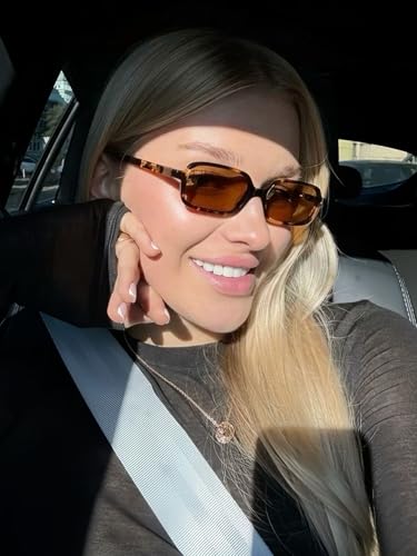 VIA LEECA Retro Rectangular Sunglasses for Women Small Vintage Fashion Cute Narrow 90s Trendy Sunnies 20252