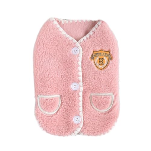 Morycat犬服 秋冬 厚い フリース ジャケット 背中開き 暖かい もこもこ 袖なし ドッグウェア 防寒 可愛い 柔らかい 人気 洋服 着脱簡単 お散歩 お出かけ 小中大型犬 (ピンク,4XL)