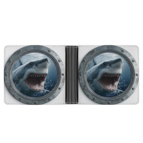 Angry Shark Soft PU Leather Bifold Wallet, Coin Purse Credit Pass Case, Durable Card-Holder Slim Billfold for Men Woman Money Storage3
