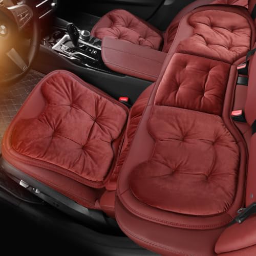 Aoasious 秋冬用 防寒シートカバー 一般車種 厚毛カーシート 車内用品 ノーブルブラック 防寒 おしゃれカー用品 (レッド)