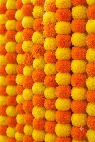 Best Navratri Home Decoration Items (2026) 9 MAA AMBE Artificial Marigold Garland (Genda Phool Mala) โ Pack of...