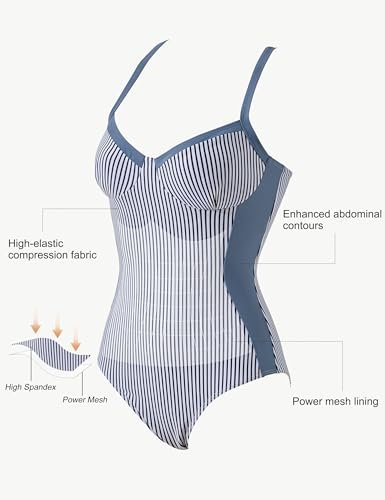 Image of SUUKSESS Womens Tummy Control One Piece Swimsuit Sexy Crisscross Back Bathing Suit