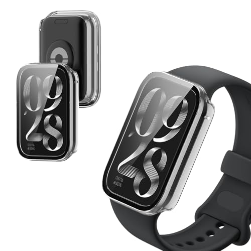 For Xiaomi Smart Band 9 Active �p �P�[�X �J�o�[�yKONXISA�z�X�}�[�g�E�H�b�` �P�[�X+�t�B���� ��̌^�iPC�P�[�X+�����K���X�t�j���E�ȒP �����ߗ� �C�菝�h�~ �Ռ��z�� �����[�d�\ �S�ʕی�i�N���A�j