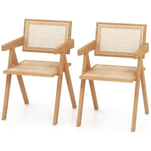 TANGZON Bamboo Dining Chairs Set of 2 Cover