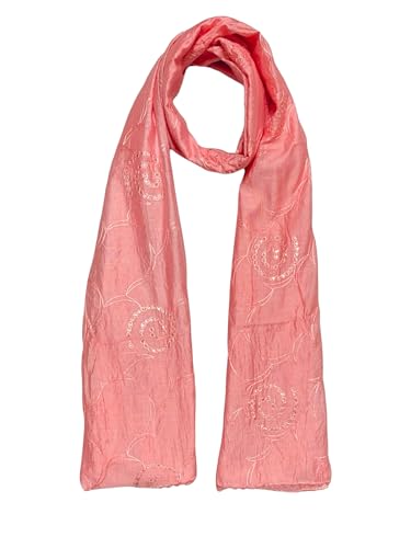 Image of LKC WOMEN'S SEQUENCE EMBROIDERED SELFDESIGN SOFT COTTON CHANDERI DUPATTA