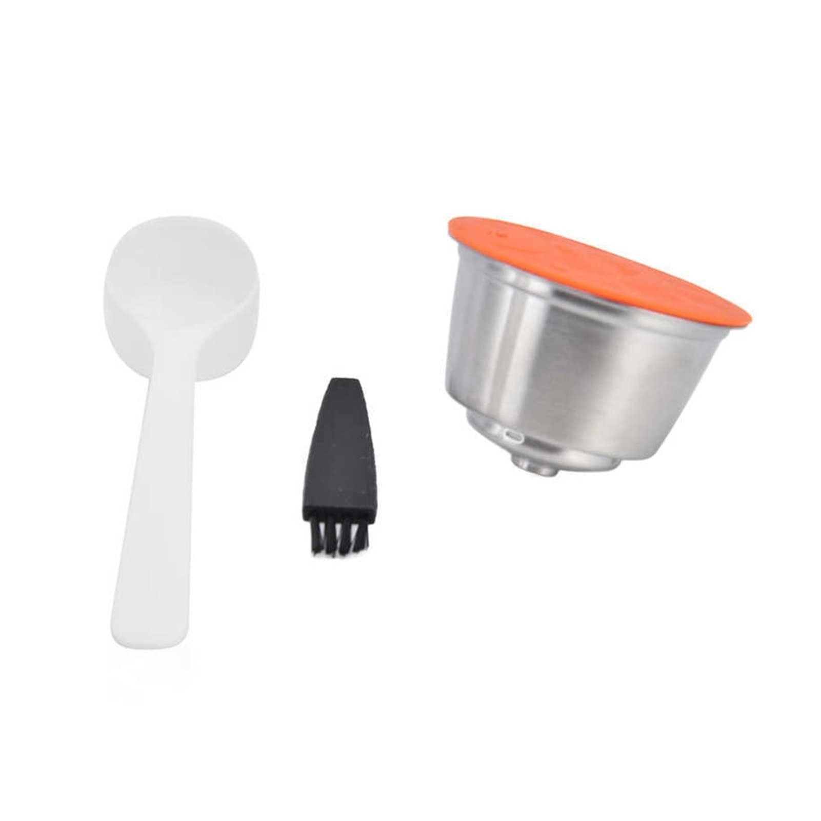 LANGshaw Taza de cápsula de Acero Inoxidable, Filtro de cápsula de café inofensivo Reutilizable con Cuchara de Cepillo Compatible con Dolce for Accesorios de máquina de café Gusto Leisurely