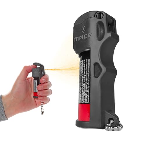 Mace Pepper Spray - Pocket Model, 0.42 oz, 10 Feet Range, Max Strength 10% OC, Long Lasting UV Dye, Flip Top Safety Cap, Self Defense Pepper Spray for Women & Men - Black