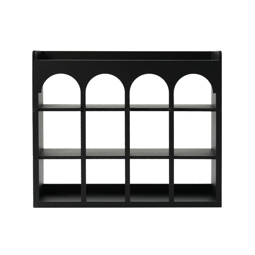 BOOMLATU Modern Arch Coffee Mug Holder,Wall Mounted Wooden Mug Display Shelf,3 Tier Countertop Coffee Mug Shelf for Coffee Mug Cups Display,Hold 12 Mugs Black