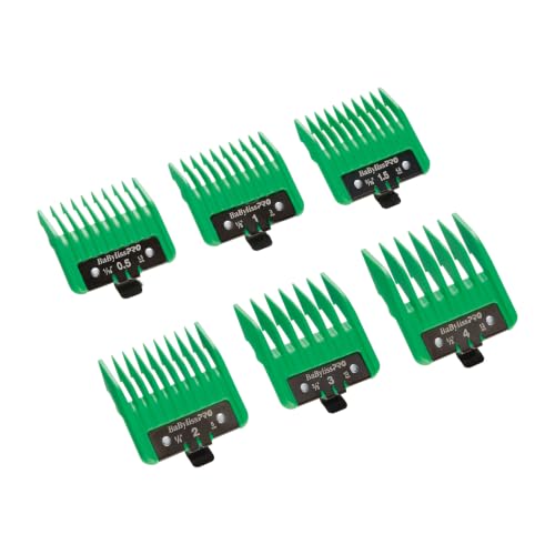 BaBylissPRO Hair Clipper Guards with Metal Clips, 6 Pc, Black