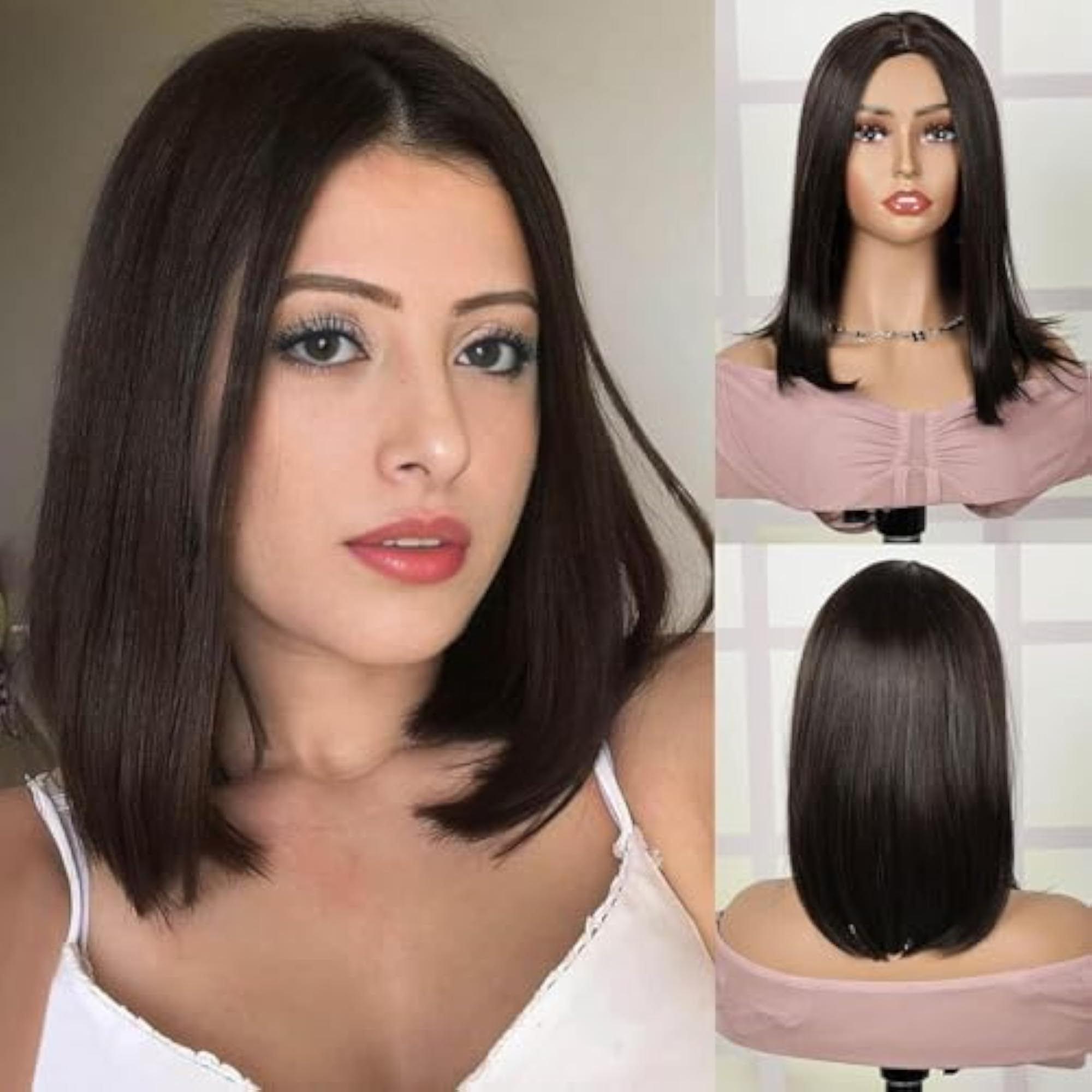 Bob Cut Wig for Women, Black, 14 Inch