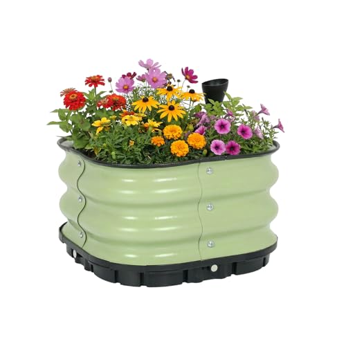 COWVIE Galvanized Raised Garden Bed Kit with Self Watering System,