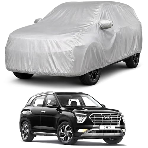 Image of Autofact Car Body Cover Compatible with Creta 2020-2024 | Custom Fit Car Cover | 100% Water-Resistant| Triple-Stitched Lightweight Fabric | Dustproof | Indoor & Outdoor Use | Elastic Bottom