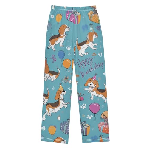 ZZXXB Happy Birthday Beagle Balloon Boys Long Pants Soft Trousers Elastic Waist Kids Lounge Bottoms with Pockets S-XL