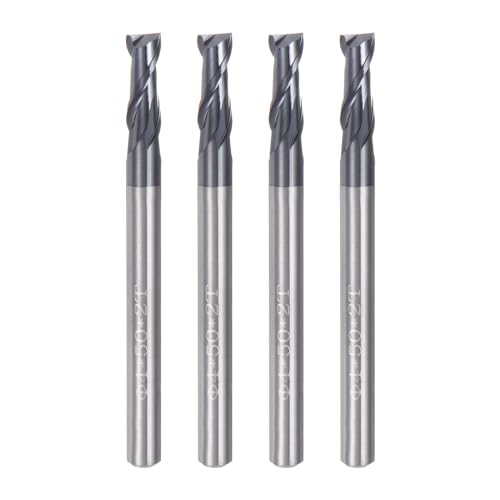 Image of uxcell 4pcs 4mm Dia 4mm Shank Square Nose End Mill 2 Flutes HRC45 Carbide AlTiN Coated CNC Router Bits Cutter Tools for End Milling CNC Machining