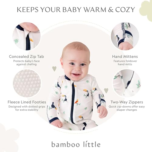 Image of Bamboo Little Soft Baby Footie Pajamas, Baby Clothes, Newborn Sleepers, 95% Viscose and 5% Spandex, Toucan, 6-9 Months