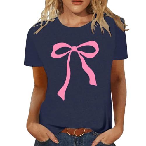 Elegante camiseta estampada con cuello redondo para mujer Camiseta interior larga para mujer, marine, L