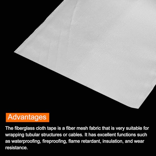 Image of MECCANIXITY 1pcs Fiberglass Cloth Tape 50m(55 Yard) x230mmx0.3mm E Glass Fiber Fiberglass Mesh Glass Fiber Mesh Woven Fiberglass Fabrics Insulation Tape for Reinforcement Repair