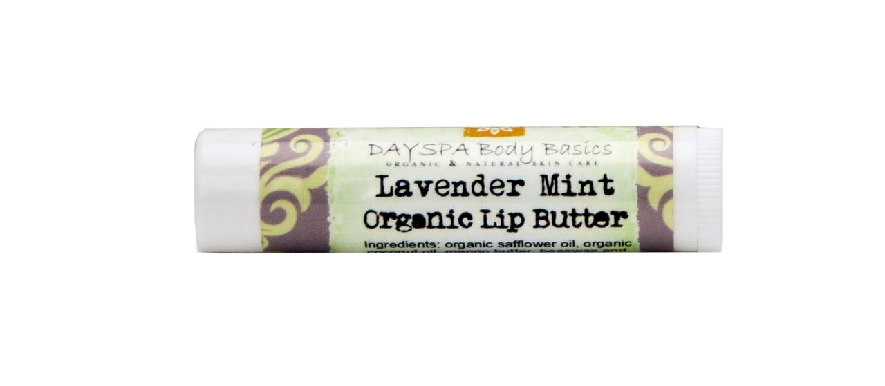All-Natural Lavender Mint Lip Butter - Organic Cold-Pressed Oils & Beeswax to Soothe & Protect - Lip Balm Handmade in USA by DAYSPA Body Basics