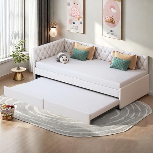 YGHQAP Sofá cama Convertible 90/180 x 200 cm, sofá cama de 2 plazas nido cama cama con somier de láminas, Multifuncional Marco de cama acolchado para 2 personas de terciopelo, sin colchón (Beige 1)