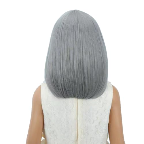 Image of Gray Wig Gray Bob Wig Short Bob Wig Middle Part Wig for Women Synthetic Wigs with Wig Cap