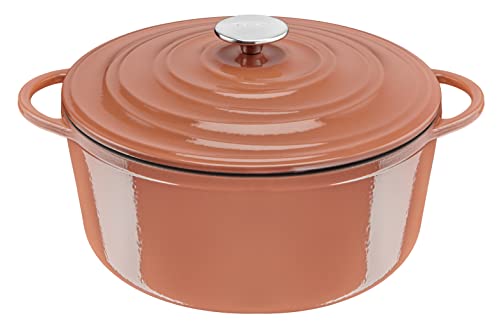 Tefal Lov Cocotte ronde en fonte d’acier 29 cm, Induction, Four, Ecodesign, Cuisson lente et saine, Ebook de recettes inclus, Terracotta E2600505