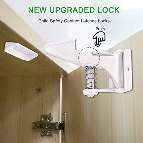 NeBatte 10x mis à niveau verrous d'armoire de sécurité pour enfants verrouillés avec des conceptions invisibles et déverrouillées pour les tiroirs de sécurité et les armoires de cuisine de bébé