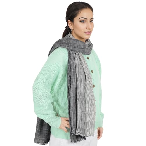 Anna-Kaci Lightweight Cotton Linen Scarf Striped Fashion Wrap Shawl for Women Men4
