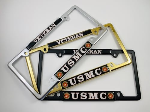 [Officially Licensed US Marine Corps Product] - USMC Veteran - Domed Custom-Made Personalized Narrow (Thin) Top 4 Hole Metal Car License Plate Frame with Free caps - Black Frame (Qty: 1) by BestLicensePlateFrames - Image 8
