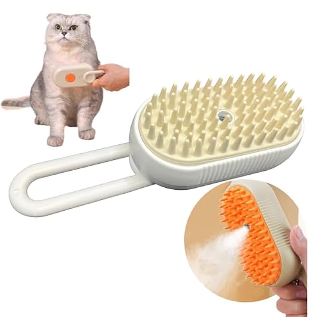 Easy Self-Cleaning Pet Steam Brush with 360¡ã Rotating Arm for Long and Short Hair Cats and Dogs Grooming Supplies Steam Brush for Shedding (One Size, 2, Count)-7nXMdvGS