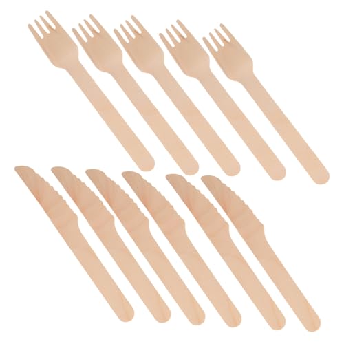MUCKLILY Wooden Cutlery Set 200pcs Disposable Forks and Knives Buffet Forks for Parties Picnic Bbq Safe for Family Dinners
