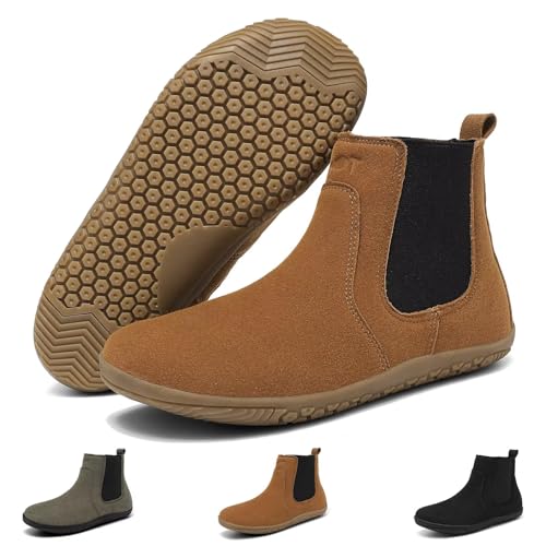 Wizshoe Botines Planos Chelsas Mujer Botas Barefoot Boots Women Marrón 40EU