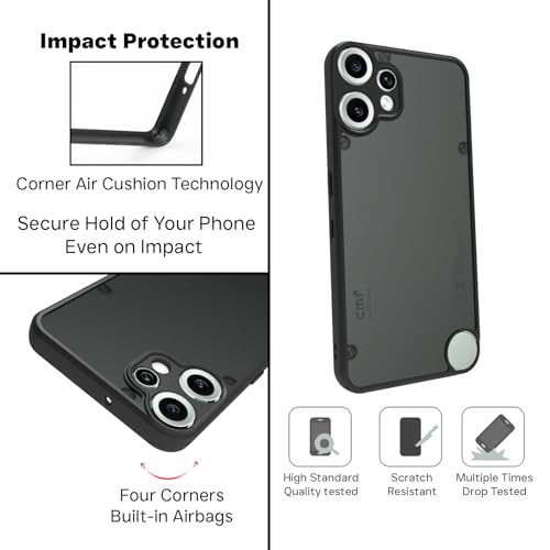Image of RIGGEAR Shockproof Sleek Hybrid Armor Back Cover Case for CMF by Nothing Phone 2 Pro /CMF Phone 2 Pro 5G (Smoke Black Matte PC and Black TPU Bumper)
