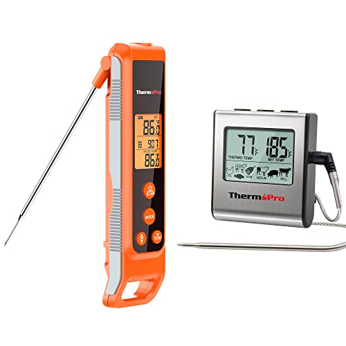 Thermopro Tp-16 Large Lcd Digital Cooking Food Meat Smoker Oven Kitche+ Thermopro Tp420 Two-In-One Infrared Thermometer With Meat Probe, Instant Read Digital Meat Thermometer For Cooking #TOP8