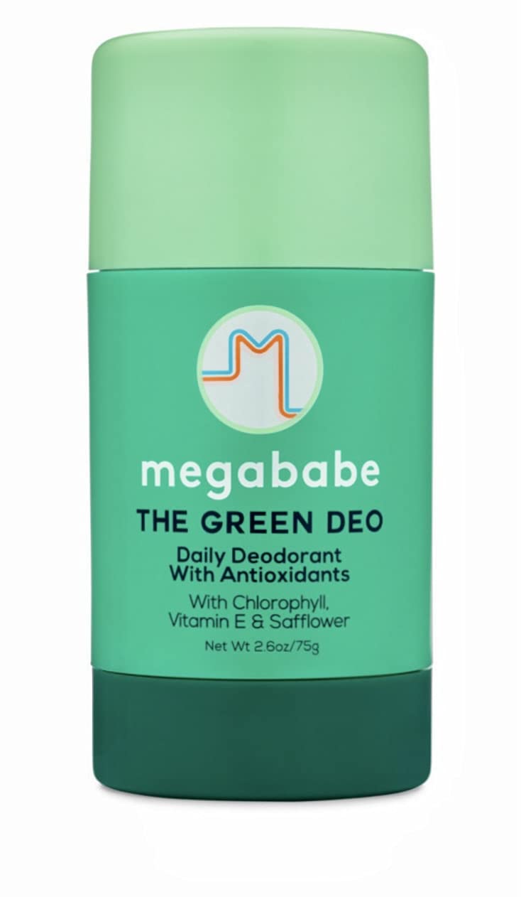 Megababe Daily Deodorant - The Green Deo with Vitamin E & Safflower | Aluminum-Free, Solid, All Natural | Geranium & Lemon | Free from Parabens, Sulfates & Phthalates | 2.6 oz